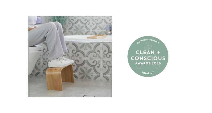 PROPPR timber toilet foot stool is a finalist in the Clean and Conscious Awards 2026